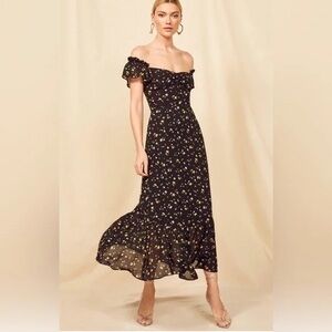 Reformation Black Floral Midi/Maxi Dress